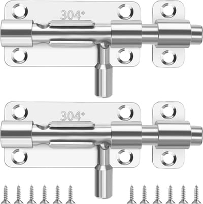 Meubelsloten - RVS doelplaten, 3 STUKKEN deursloten met schroeven, Deurvergrendelingsbouten, Schuifdeursloten, Slotgat schuifdeursloten voor kamers, tuinen, heiningen