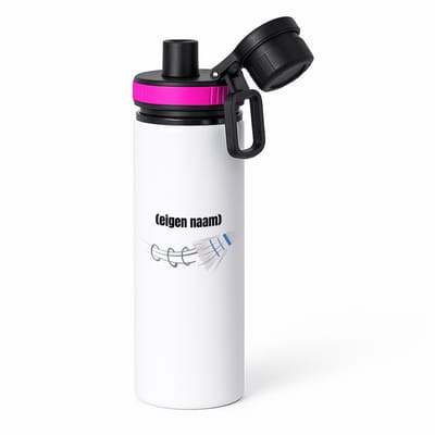 Hacebo® - badminton shuttle met eigen naam waterfles met draaidop roze - Badminton - badmintonner - sport - verjaardag cadeau - kado - geschenk - water fles - 850ML