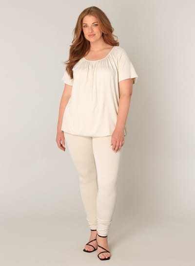 BASE LEVEL CURVY Yoni Jersey Shirt - Light Beige - maat 3(52)