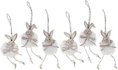 Konijntjes decoratieve houten konijntjes om op te hangen naturel wit 5
