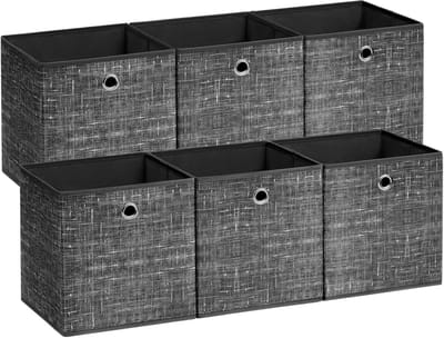 SONGMICS - Opbergbox - Opbergdoos - Set van 6 - Met Handgreep - Opvouwbare Stoffen Opbergboxen