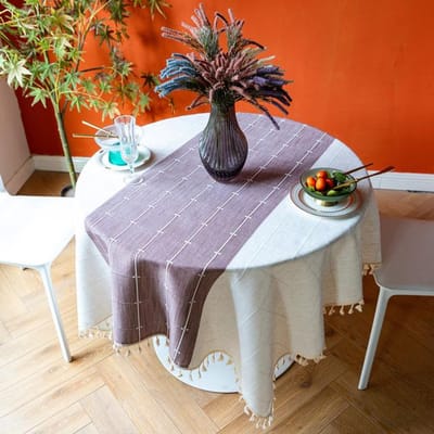 Kwast Tafelstof Stiksels Ruit Katoen Linnen Tafelkleed Verdikt Kreukbestendig Rond Vierkant Afdekdoek 90x90cm