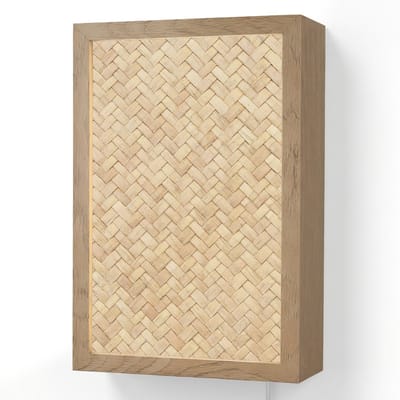 Wandlamp 20x30 cm - Oplaadbaar - Patroon - Beige - Rotan print - Wandlampen binnen woonkamer - Slaapkamer lamp met kabel - Decoratieve nachtlamp - Vloerlamp snoer