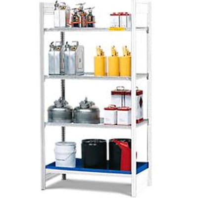 Aanbouwstelling REG 1064 voor stellingen voor gevaarlijke stoffen asecos REG 1064, B 1010 x D 640 x H 2000 mm, met opvangbak van 30 l en 3 stalen legborden
