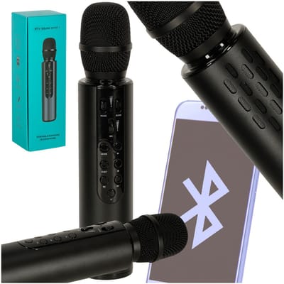 Draadloze Karaoke Microfoon - Bluetooth Karaoke Mic - Zwart - Inclusief Speaker Reverb en Muziekbediening - Ondersteunt Bluetooth en AUX - 2000mAh Accu - Voor Feestjes Zang en Entertainment
