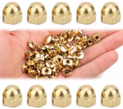 30 Stuks M3 Messing Hexagon Moeren, Dome Head Moeren voor Binnen en Buiten, Geschikt voor Schroefdraadstangen en Schroefbouten
