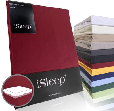 iSleep Perkal Laken - 100% Perkal Katoen - Eenpersoons - 160x270 cm - Bordeaux