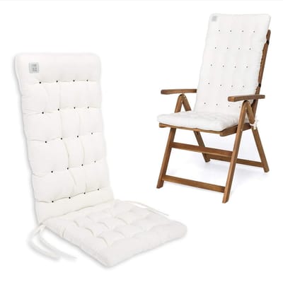 Tuinstoelkussen Luxe - Kussen Hoge Rug - Comfortabel Zitten - Wasbaar Tot 95°C - 120 x 48 cm - Wit