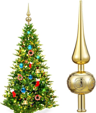 glanzend goud, die je feest 200% meer laat stralen – het onbreekbare alternatief voor de kerstboompiek van glas, perfecte dennenboompiek, vintage boom-topper