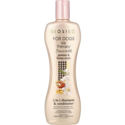Biosilk, Silk Therapy®, Shampooing et Après-shampoing 2-en-1 pour Chiens, Jasmin et Miel, 12 fl oz (355ml) white