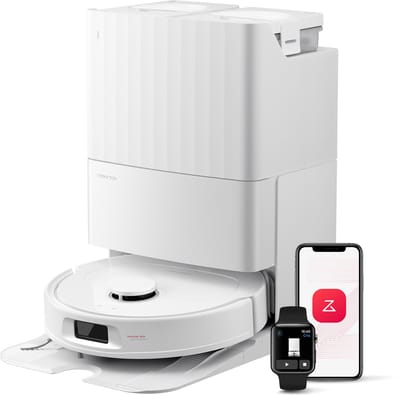 Roborock QV 35S Robotstofzuiger–10000 Pa zuigkracht– Dubbele anti-klitborstels– Slimme obstakelvermijding–Dubbele opklapbare– Draaiende dweilen– Automatisch dweilen–Zelfdrogend– Wit–Qrevo plus Upgrade