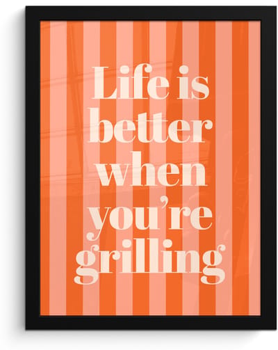 Poster in lijst - Fotolijst 30x40 cm - Posters - Tekst - Gestreept - Oranje - Zomer - Posterlijst zwart - Decoratie - Wanddecoratie woonkamer - Muurdecoratie slaapkamer