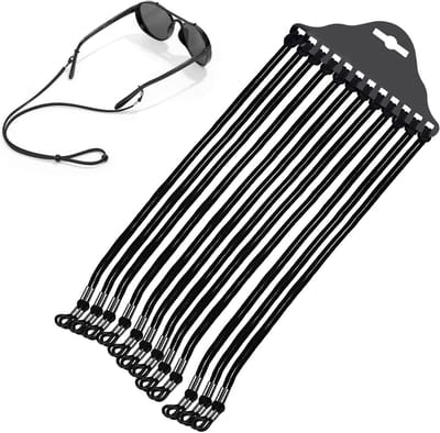 Brillenkettingen Set - Nylon Brilkoorden - Veilig Brillen Dragen - Verstelbare Anti-slip Clips - 60 cm Lengte - Zwart