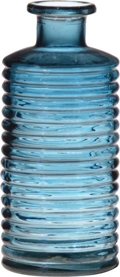 Glazen stijlvolle bloemenvaas/vazen transparant blauw met diameter 14.5 cm en hoogte 31 cm - Bloemen/kunstbloemen/boeketten
