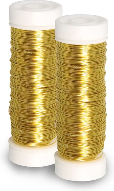 Rayher Sieraden maken draad - 2x - goud - 0.3 mm dik - 50 meter snoer - haakdraad - bindmaterialen - rijgkoord