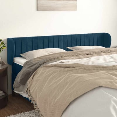 vidaXL - Hoofdbord - met - randen - 203x23x78/88 - cm - fluweel - donkerblauw