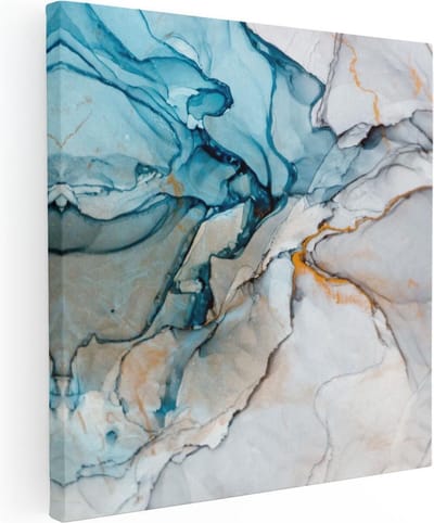 Artaza Canvas Schilderij Marmer Abstract - 30x30 cm - Klein - Wanddecoratie Woonkamer - Muurdecoratie Goud - Kamer Accessoires
