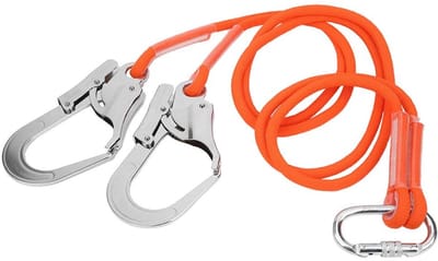 Dailygoods- Valbeveiligingskoord Lichtgewicht 1,6 m - Slijtvast Nylon/Staal - Breukvastheid 1800 kg - Multifunctioneel - Veiligheidsgordel - Duurzame Constructie - Veiligheidstouw