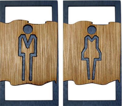 Djemzy - deur bordje - bordje - Toilet bordje man en vrouw symbool - 3d - zwart,hout - 3.6mm multiplex