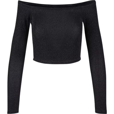 Paillettentrui met lange mouwen en blote schouders voor dames Urban Classics