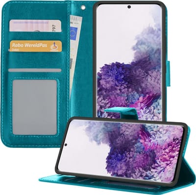 Hoesje - Geschikt voor Samsung Galaxy S20 Ultra - Luxe Bookcase - Walletcase Hoes - Portemonnee - Cover - Telefoonhoes - Turquoise