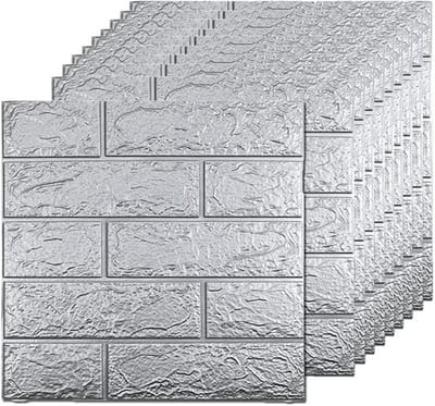 10 stuks grijze 3D-wandpanelen, behangstickers met zelfklevende waterdichte bakstenen wandpanelen, afneembaar en opplakbaar voor binnenwanddecoratie, huisdecoratie