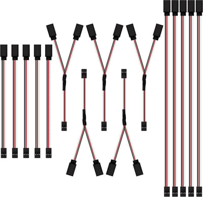 Servo verlengkabel - 30 Cores - JR stekker - 3-pins servokabel mannelijk naar vrouwelijk - Afstandsbediening vliegtuig - 10 cm/30 cm - 15 stuks.