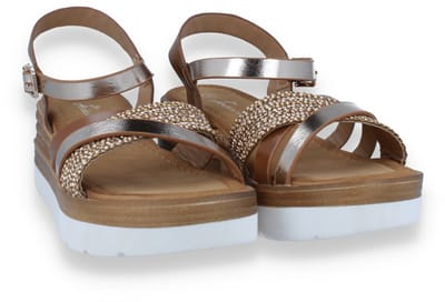 Mode-mania Dames Sandaal Cognac/goud | Maat: 38