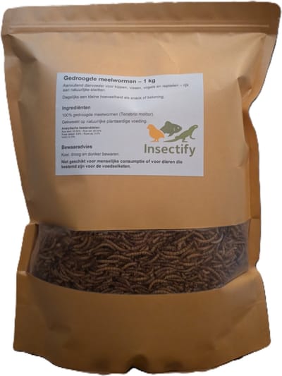 Meelwormen 1 kg Gedroogd - 100% Natuurlijk - Kippenvoer & Vogelvoer - Tuinvogels - Hersluitbare Zak - Insectify