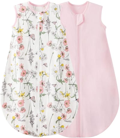 Ibenzoa® Set van 2 ademende en comfortabele babyslaapzakken van katoen voor alle seizoenen