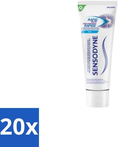 20 x Sensodyne – Tandpasta – Rapid Relief – 75 ml - Gevoelige Tanden - Tandpasta - Pijnverlichting - Tandgevoeligheid - Sensodyne Rapid Relief