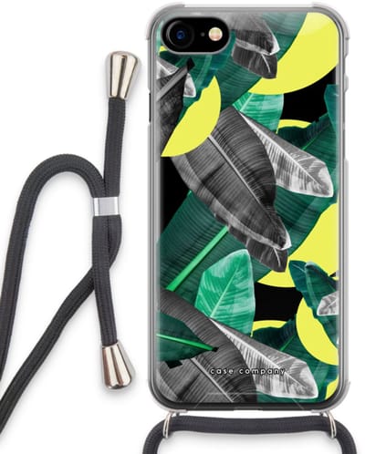 Case Company® - Hoesje met koord geschikt voor iPhone SE 2020 hoesje met Koord - Fantasie jungle - Telefoonhoesje met Zwart Koord - Bescherming aan alle Kanten en Over de Schermrand