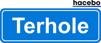Hacebo - Plaatsnaam Sticker - 29x10 CM - Terhole sticker - Verkeersborden sticker - grappige cadeaus - Terhole