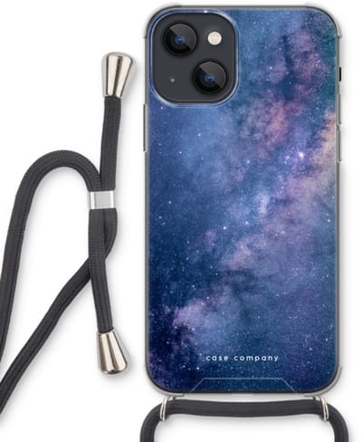 Case Company® - Hoesje met koord geschikt voor iPhone 13 mini hoesje met Koord - Nebula - Telefoonhoesje met Zwart Koord - Bescherming aan alle Kanten en Over de Schermrand