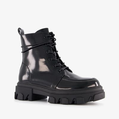 ONLY Shoes lak dames veterboots zwart - Maat 40