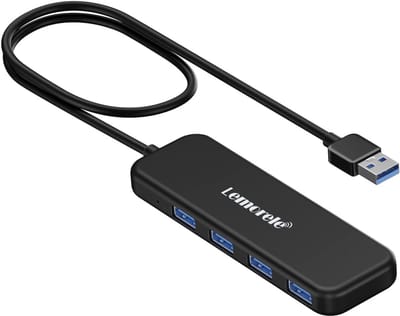 Lemorele TC55 – USB 3.0 Multiport Adapter – 4 Poorten – 5Gbps Dataoverdracht – Plug & Play – Compact Design – Voor Windows, Mac, Linux