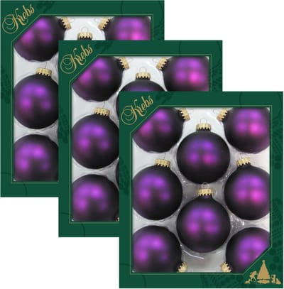 Krebs Kerstballen - 24x st - magic velvet paars - 7 cm - glas - mat - kerstversiering - kerstboomversiering