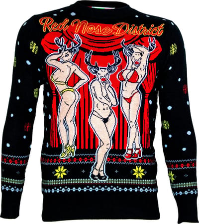 Red nose disctrict kersttrui - Maat S - Foute Kersttrui - DrunkenDinos - Gebreide kersttrui - Foute trui - Feestkleding - Kerstkleding - Foute kleding - Kerst trui - Kersttrui dames - Kersttrui heren - Lelijke Kersttrui - Grappige Kersttrui -