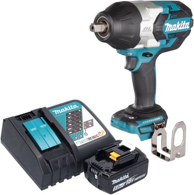 Makita DTW 1004 RT1 accu slagmoersleutel 18 V 1050 Nm 1/2" borstelloos + 1x oplaadbare accu 5.0 Ah + lader