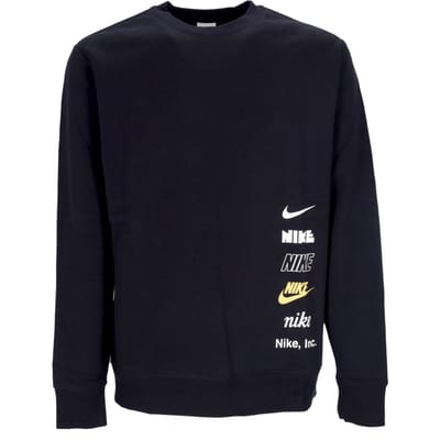 Club herensweatshirt met ronde hals + Mlogo geborstelde achterkant, ronde hals zwart