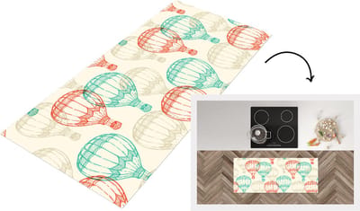 Keukenloper - Loper keuken - Vintage - Luchtballon - Kind - Design - 120x50 cm - Keukenloper vinyl
