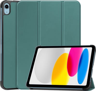 Hoes - Geschikt voor Apple iPad A16/A18 (2022/2025/2026) - 10.9 & 11 inch (10e, 11e & 12e generatie) - Dun & Stevig - Trifold Bookcase - Hard Cover - Hardcover Book Case - Tablet Hoesje - Donkergroen