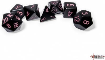 Chessex 7-Die set Opaque - Black/Pink
