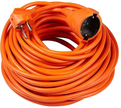 Technik Verlengsnoer 20m - Verlengkabel Buiten - H05VV-F3 - 3x1.5mm² - Geaard - IP44 - Oranje