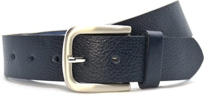 4cm jeans riem van blauw leder - heren riem / dames riem - 100% leer - blauw - Maat 105 - Totale lengte riem 120 cm