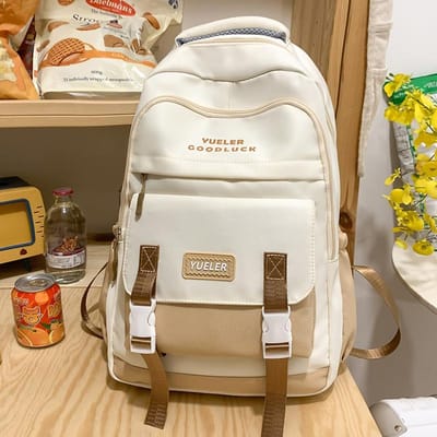 Schooltassen voor Meisjes Basisschool Middelbare School Rugzak High School Rugzak white