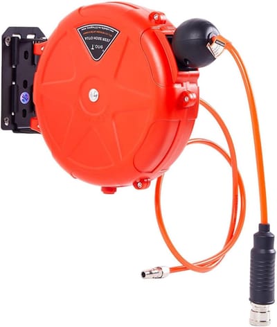 Luchtslanghaspel - Persluchtslang - Werkplaats Organisatie - Automatisch oprollen - 10 meter - Rood