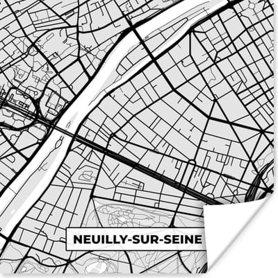 Poster Frankrijk - Plattegrond - Kaart - Neuilly-sur-Seine - Stadskaart - 100x100 cm XXL