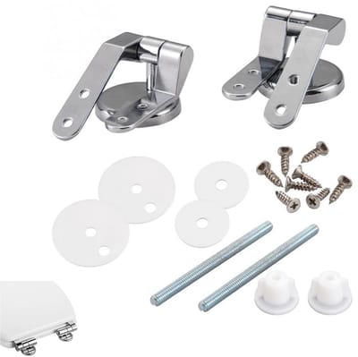 Dailygoods- WC-Brilscharnieren Set - Toiletscharnieren Zinklegering - Geschikt voor MDF/Hout/Kunsthars - Inclusief Accessoires - Afmetingen 10x4x3 cm - Voor Diverse Toiletten - Toiletdeksel