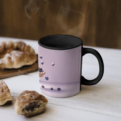 Magische Mok - Foto op Warmte Mokken - Koffiemok - Eten - Taart - Bessen - Blauw - Magic Mok - Beker - 350 ML - Theemok